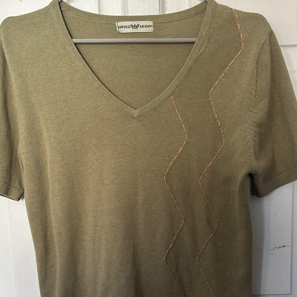Emporio Armani Green V-Neck Short Sleeve T-Shirt - Picture 9 of 16